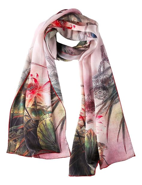 lotus flower silk scarf.